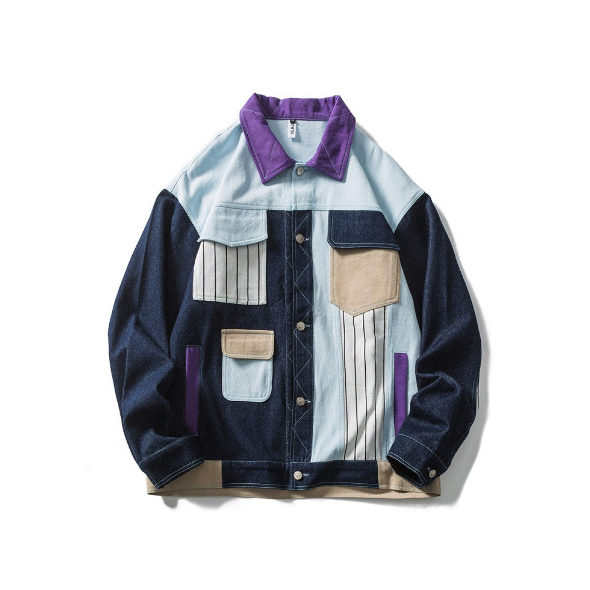 Herrenjacke Patchwork Denim Mehrfachtaschen modernes Design - Keiro