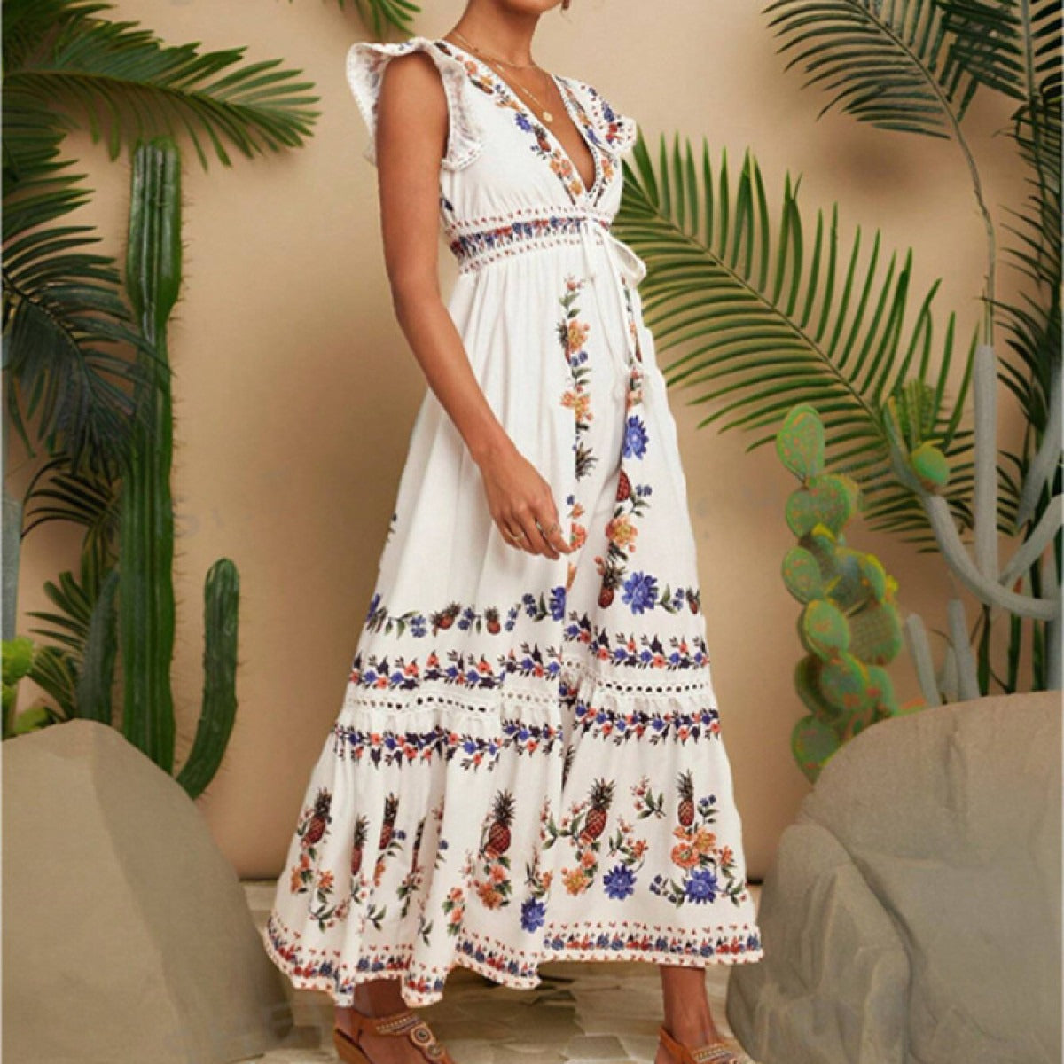 Bohème besticktes langes Kleid für Frauen - Ameyal