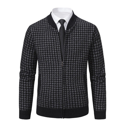 Elegante Herrenstrickjacke mit Hahnentrittmuster - Søren