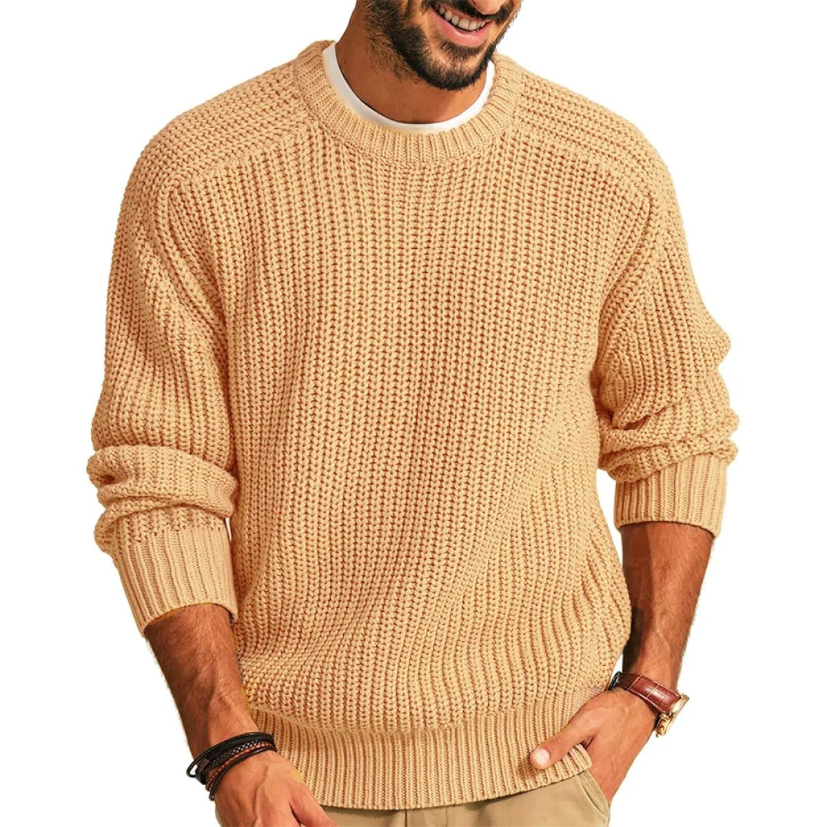 Herren Pullover mit Rundhalsausschnitt aus Grobstrick - Levik