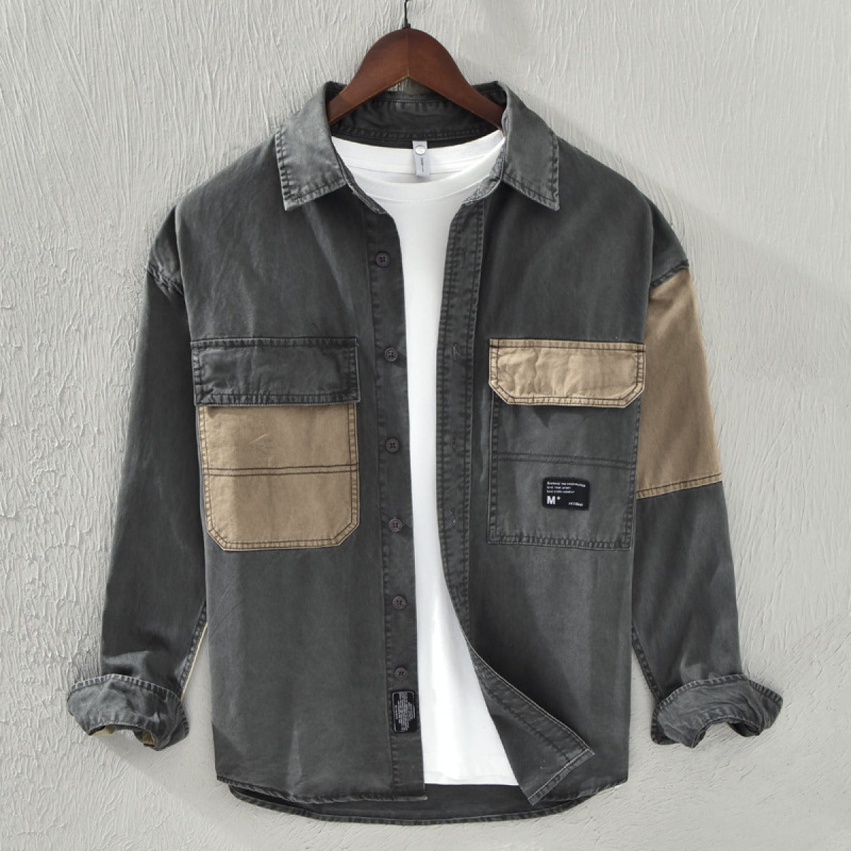 Lässiges Baumwollshirt mit zweifarbigen Taschen - Yaren