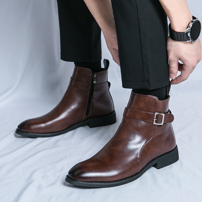 Herrenstiefel aus Kunstleder mit seitlicher Schnalle - Sergio