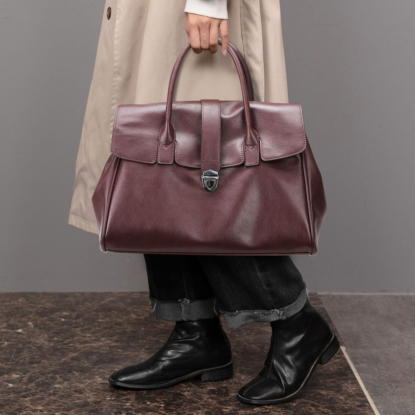 Damenhandtasche aus Kunstleder mit großem Fassungsvermögen und anspruchsvollem Stil - Élodie