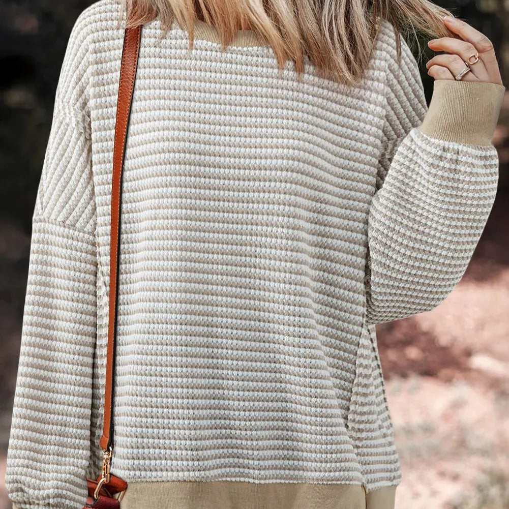 Gestreiftes Damen-Sweatshirt mit elastischen Bündchen - Elina