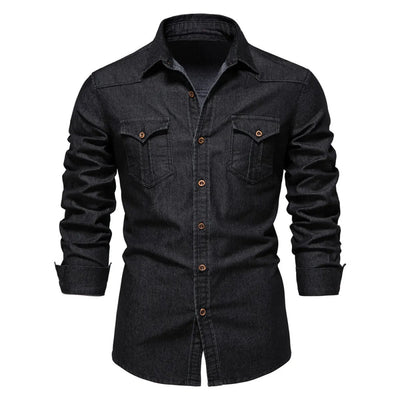 Langärmeliges Denim-Hemd für Männer - Derek