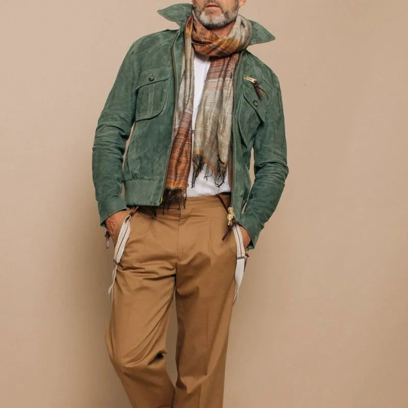 Herrenjacke aus synthetischem Wildleder mit Reißverschlusstaschen - Laurent