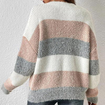 Grob gestrickter Pullover mit breiten Streifen - Maelis