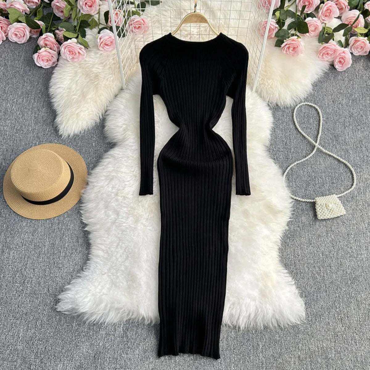 Langärmeliges Kleid aus Feinstrick - Elina