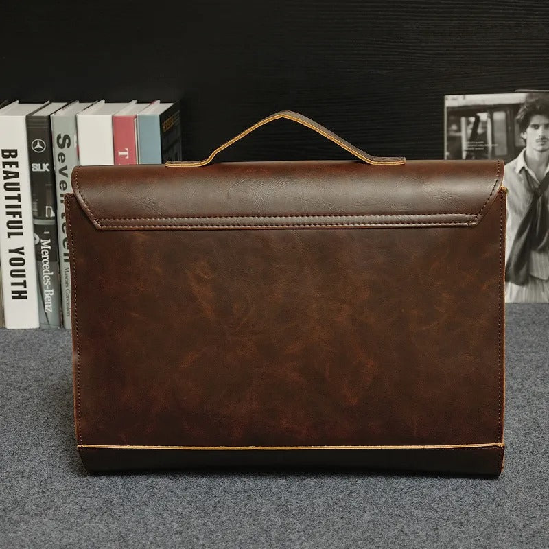 Aktentasche aus Kunstleder für Herren mit Schnallen im Vintage-Stil - Adrien