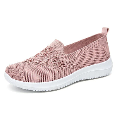 Atmungsaktive orthopädische Damenpantoffeln mit Blumenstickerei - Nerea