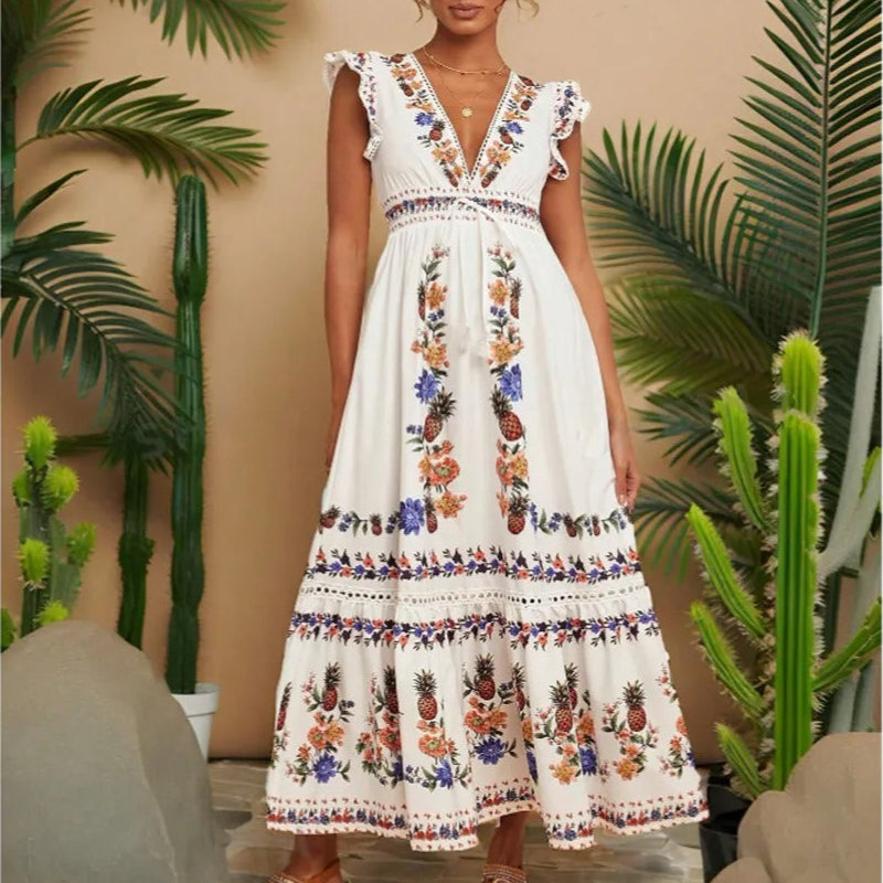 Bohème besticktes langes Kleid für Frauen - Ameyal