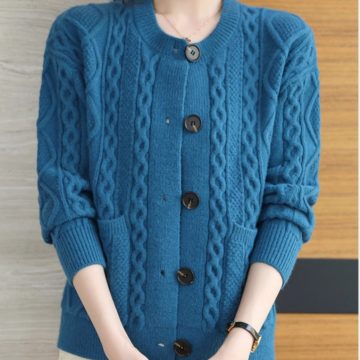 Damenstrickjacke mit großen Knöpfen - Liora