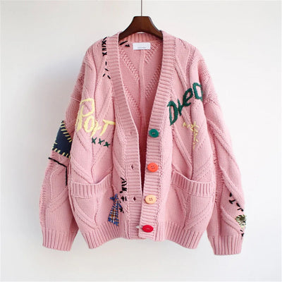 Gestickte Strickjacke in Übergröße für Damen - Roxane
