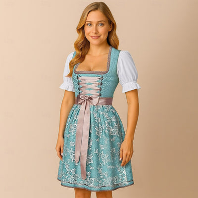 Damen Blau Oktoberfest Dirndl Kleid - Theresia