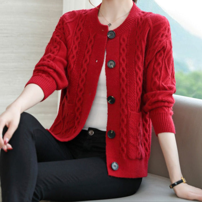 Damenstrickjacke mit großen Knöpfen - Liora