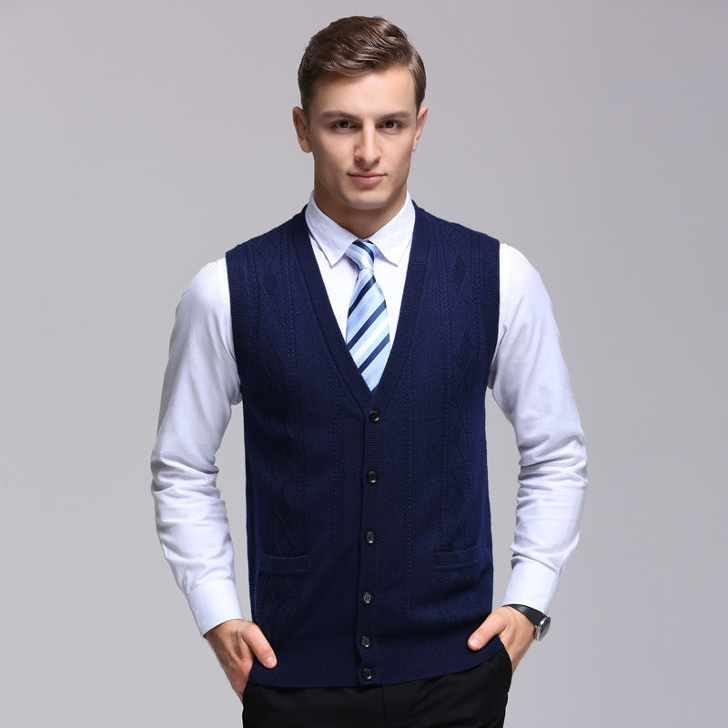 Herrenweste ärmellos, gerippt, formaler Stil - Edgar