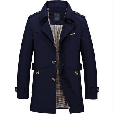 Langer wasserdichter Herren-Trenchcoat mit Doppelknöpfen - Miles