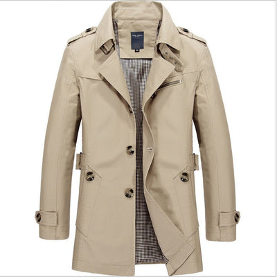 Langer wasserdichter Herren-Trenchcoat mit Doppelknöpfen - Miles