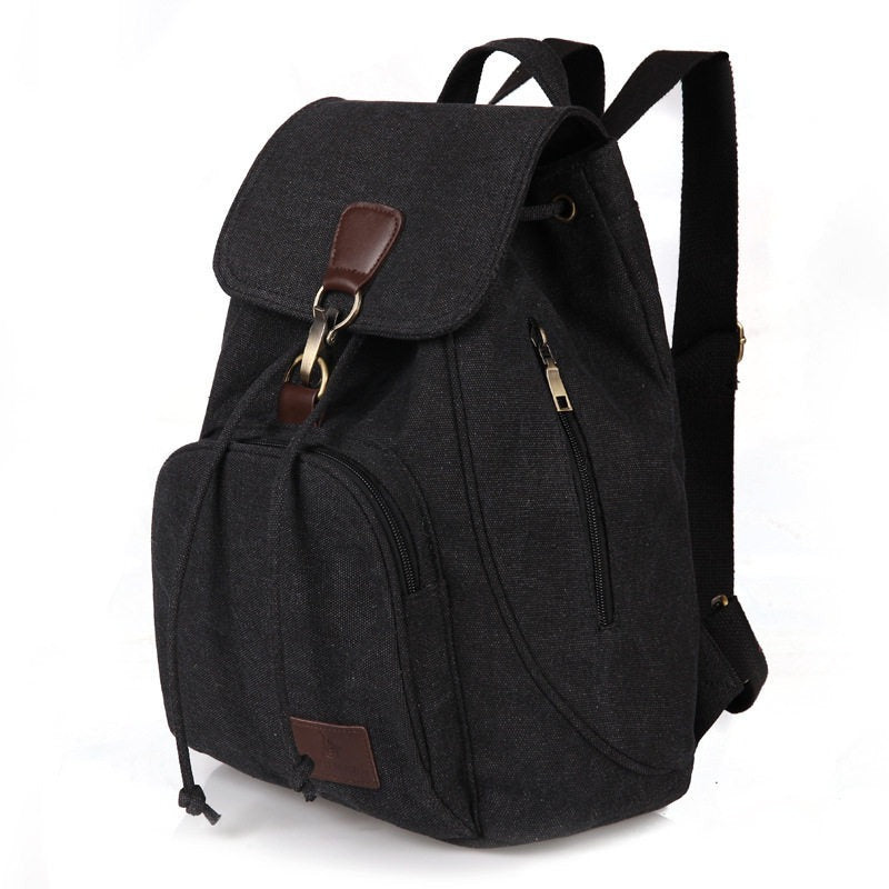 Damen-Rucksack aus strapazierfähigem Canvas mit Taschen im Vintage-Design - Thérèse