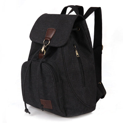 Damen-Rucksack aus strapazierfähigem Canvas mit Taschen im Vintage-Design - Thérèse