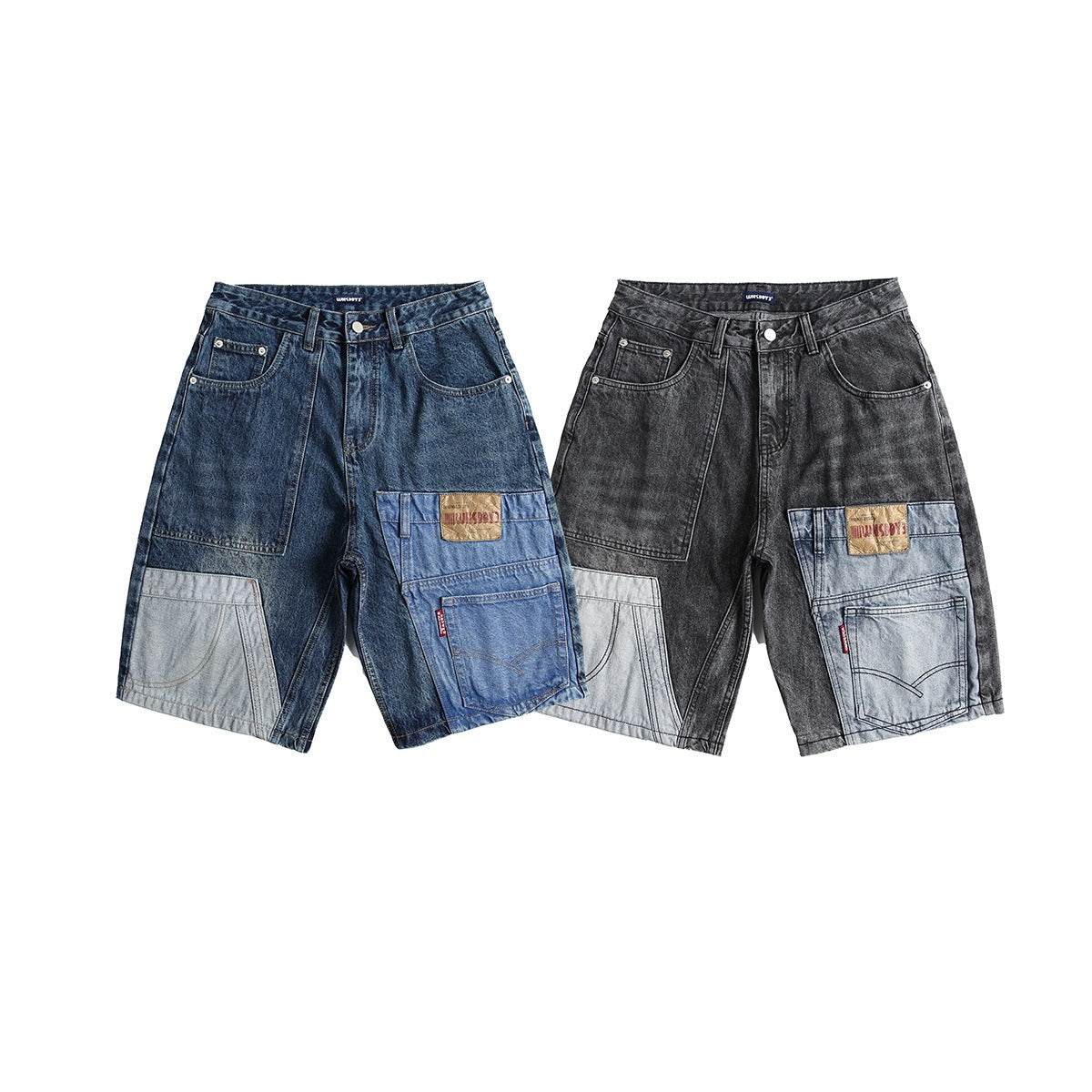 Bermudashorts aus Denim mit Patchworkmuster für Männer - Urban Edge