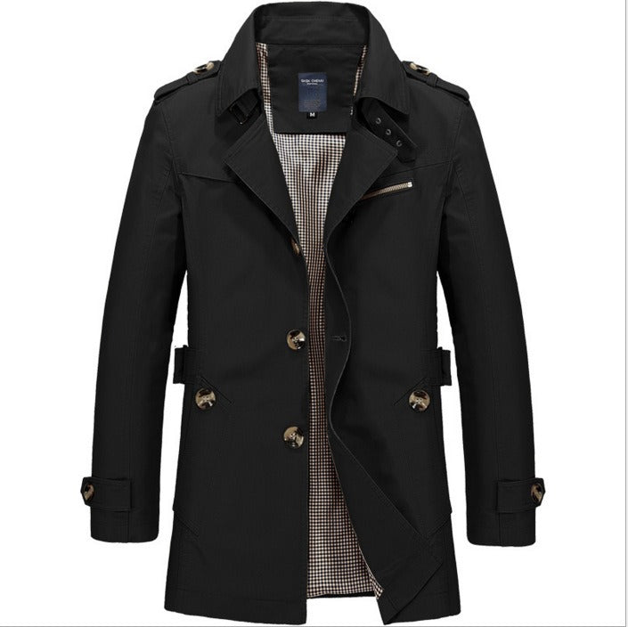 Langer wasserdichter Herren-Trenchcoat mit Doppelknöpfen - Miles