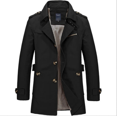 Langer wasserdichter Herren-Trenchcoat mit Doppelknöpfen - Miles