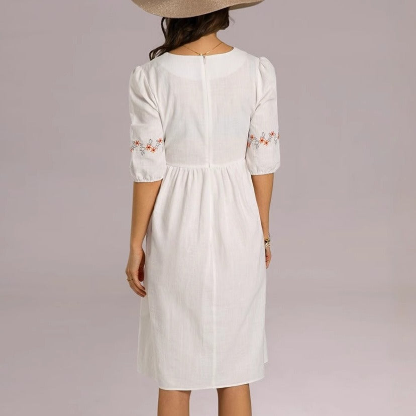 Baumwollkleid mit Dreiviertel-Ärmeln - Carmona