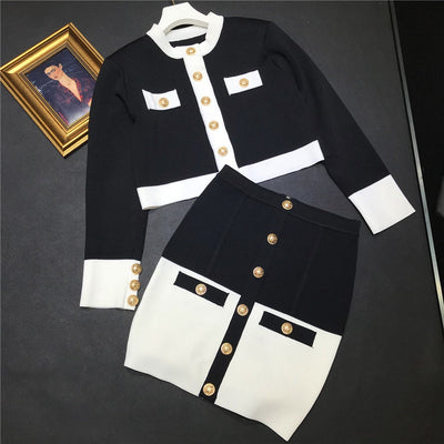 Strukturierter Strickrock und kurze Strickjacke - Roxane