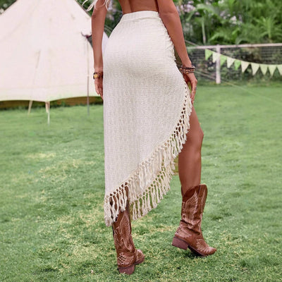 Asymmetrischer Fransen-Sarong-Rock für Frauen - Amaya
