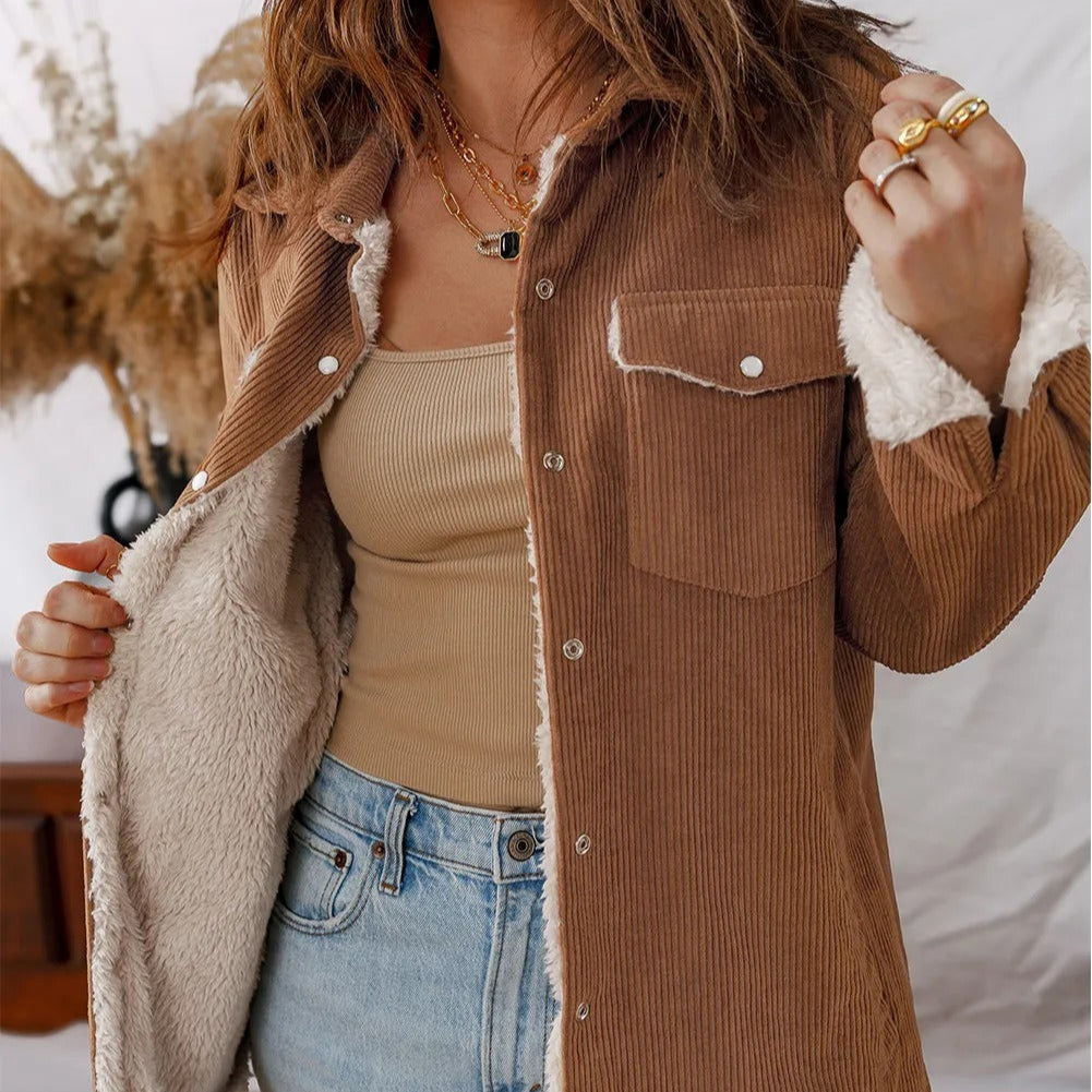 Gefütterte Damen-Cordjacke - Liora