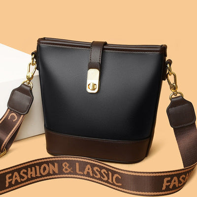 Damen-Umhängetasche aus Leder mit strukturiertem Eimer-Design - Mireia