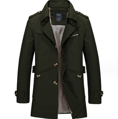 Langer wasserdichter Herren-Trenchcoat mit Doppelknöpfen - Miles