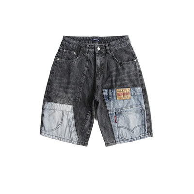 Bermudashorts aus Denim mit Patchworkmuster für Männer - Urban Edge