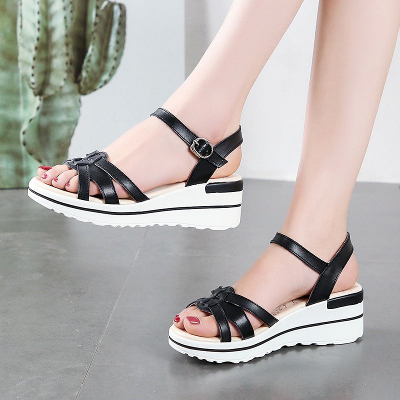 Minimalistische gekreuzte Damen Plateausandalen - Irina