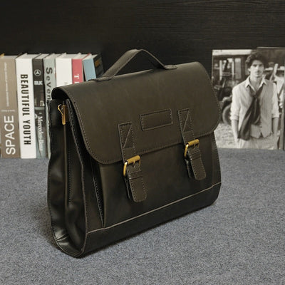Aktentasche aus Kunstleder für Herren mit Schnallen im Vintage-Stil - Adrien