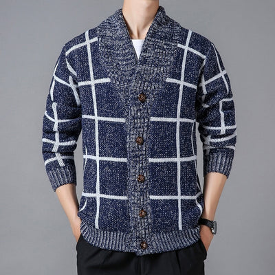 Karierte Strickjacke mit Revers - Adrien