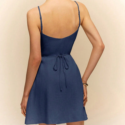 Schmales, kurzes Kleid aus Denim mit Knöpfen - Éloïse