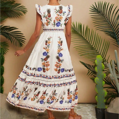 Bohème besticktes langes Kleid für Frauen - Ameyal