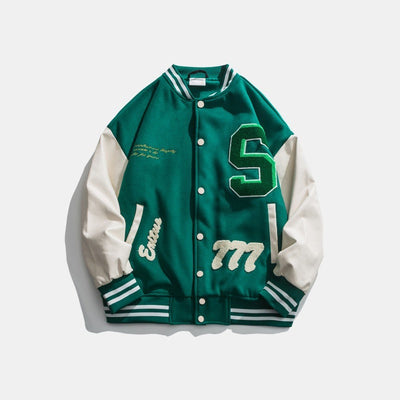 Unifarbene Herrenjacke mit gestickten Aufnähern - Leo