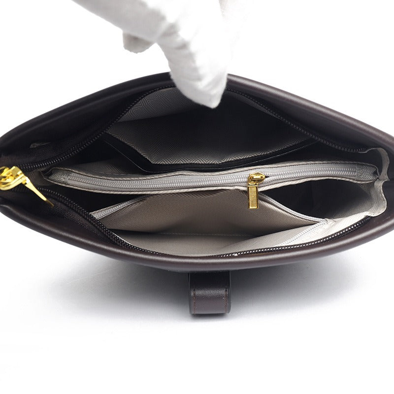 Damen-Umhängetasche aus Leder mit strukturiertem Eimer-Design - Mireia
