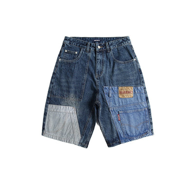 Bermudashorts aus Denim mit Patchworkmuster für Männer - Urban Edge