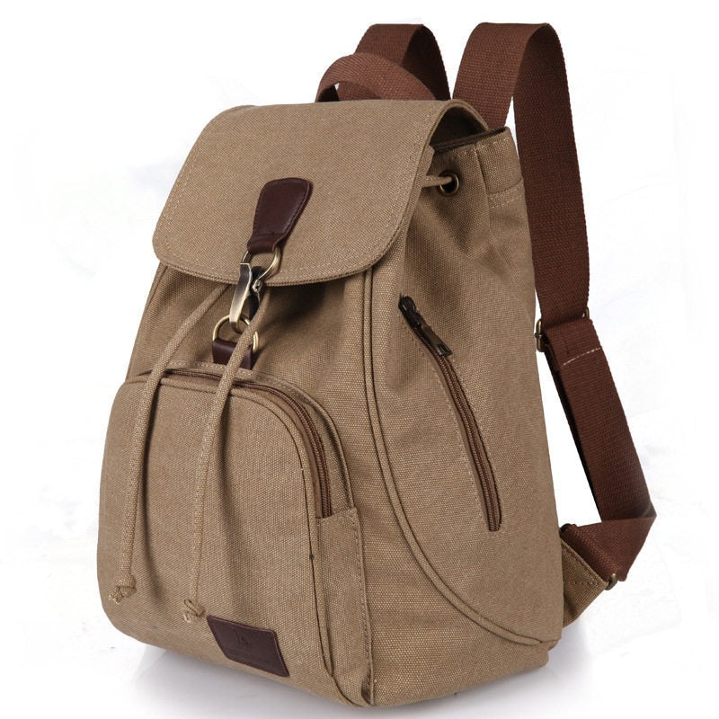 Damen-Rucksack aus strapazierfähigem Canvas mit Taschen im Vintage-Design - Thérèse