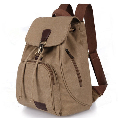 Damen-Rucksack aus strapazierfähigem Canvas mit Taschen im Vintage-Design - Thérèse