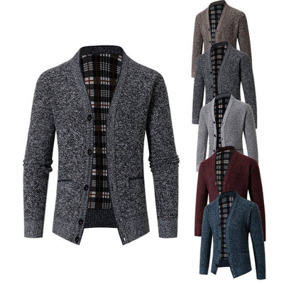 Schottenkaro gefütterte Strickjacke für Herren - Morten