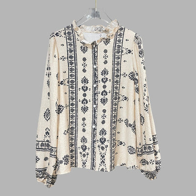Damenbluse aus Baumwolle mit Stickerei im Bohème-Stil - Solène