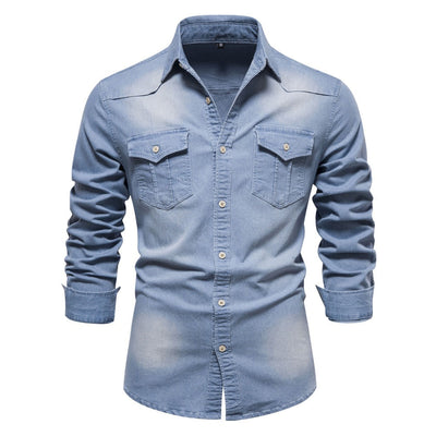 Langärmeliges Denim-Hemd für Männer - Derek