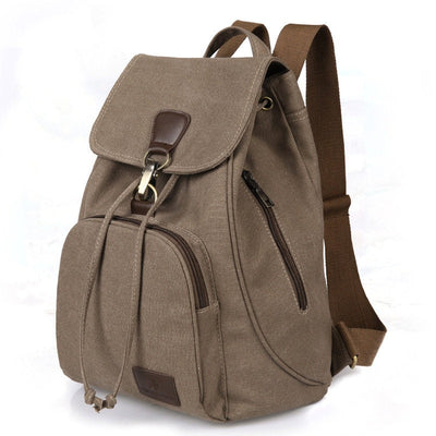 Damen-Rucksack aus strapazierfähigem Canvas mit Taschen im Vintage-Design - Thérèse