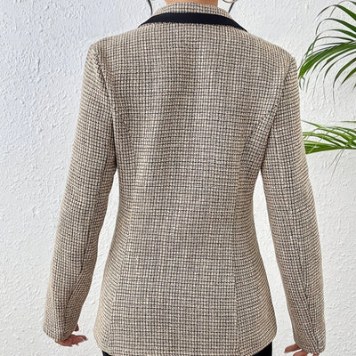Damen Jacke Tweed Stoff Kontrast Revers eleganten Stil - Noémie