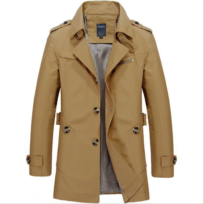 Langer wasserdichter Herren-Trenchcoat mit Doppelknöpfen - Miles